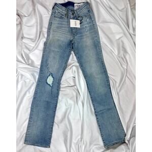 LNDN Landon Denim High Rise Straight Leg Distressed Jeans 25" Waist